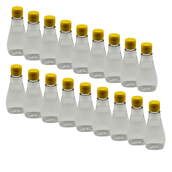 250 Bisnagas 150ml / 210g Cristal Pet Para Embalar Mel - Tampa Amarela