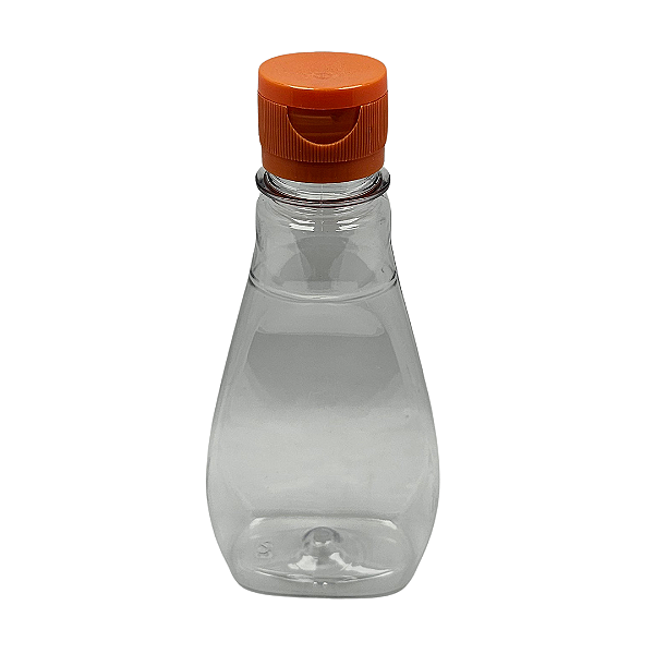 Bisnaga 150ml / 210g Cristal Pet Para Embalar Mel - Tampa Laranja
