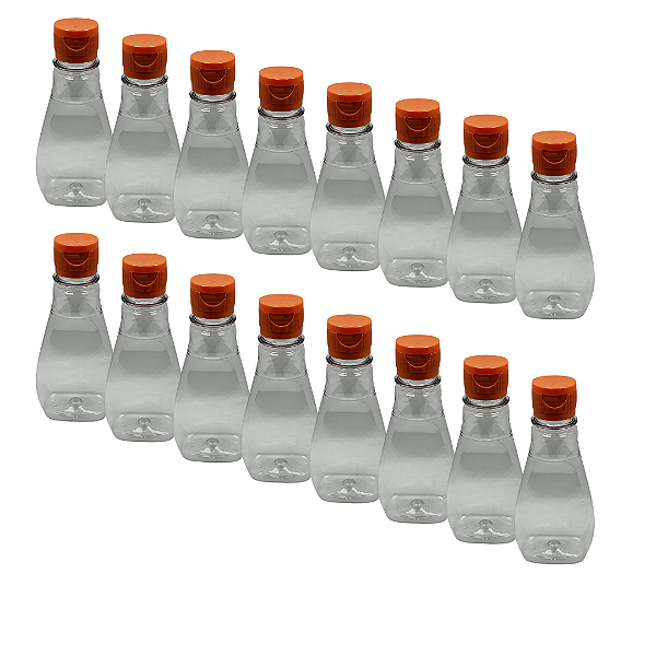 250 Bisnagas 150ml / 210g Cristal Pet Para Embalar Mel - Tampa Laranja