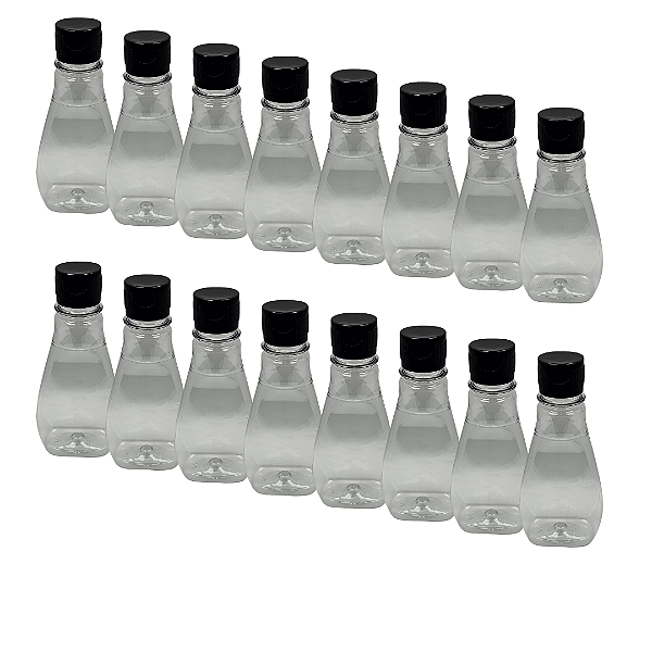 60 Bisnagas 150ml / 210g Cristal Pet Para Embalar Mel - Tampa Preta
