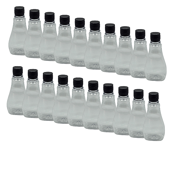 50 Bisnagas 250ml / 350g Cristal Pet Para Embalar Mel - Tampa Preta