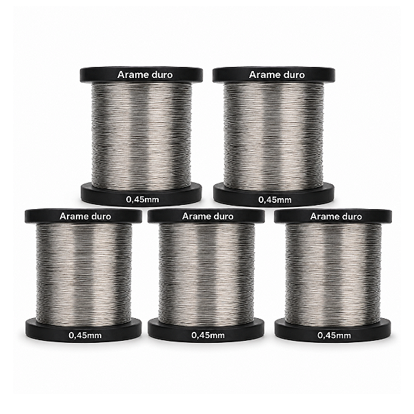 05 Arames Duros de Aço Inox 0,45mm para Quadro de Ninho e Melgueira - 500g Cada