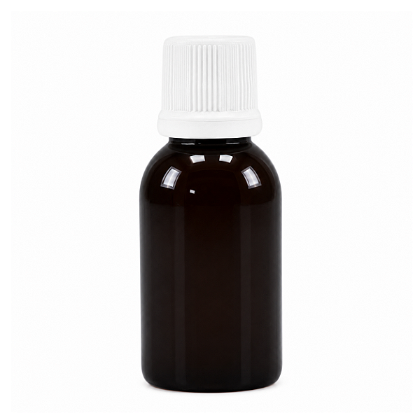 Frasco Plástico Âmbar com Gotejador e Tampa com Lacre – 30ml