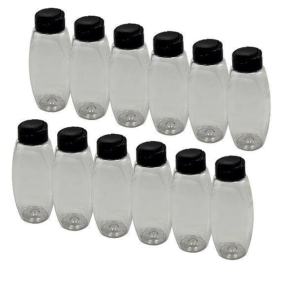 20 Bisnagas Plásticas 355ml / 500g Invertida Para Embalar Mel  - Tampa Preta