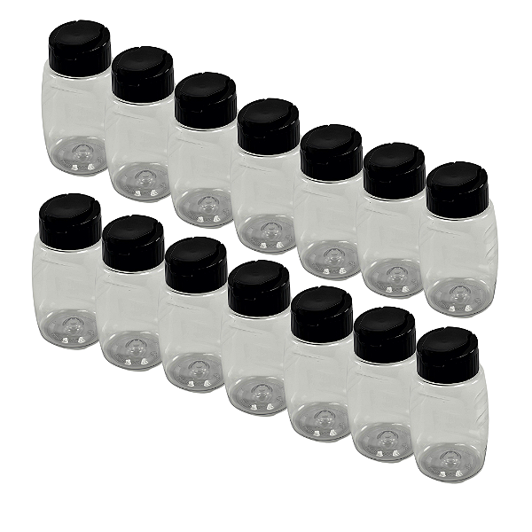 40 Bisnagas Plásticas 180ml / 250g Invertidas com Tampa Preta – Para Embalagem de Mel