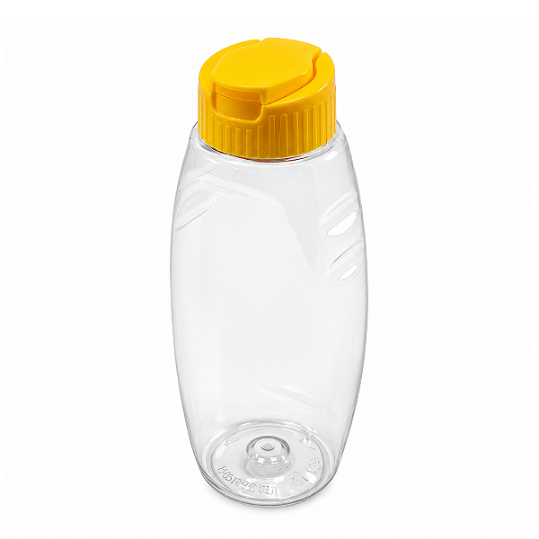 Bisnaga De Plástico 355ml / 500g Invertida Para Embalar Mel - Tampa Amarela