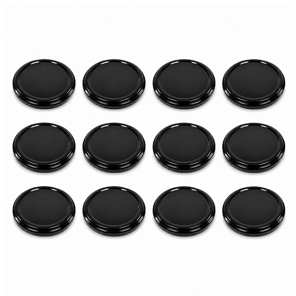 20 Tampas Pretas Rosca 74mm para Pote de Vidro Tipo Conserva – Metálica