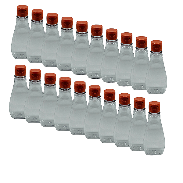 60 Bisnagas 190ml / 280g Cristal Pet Para Embalar Mel - Tampa Laranja