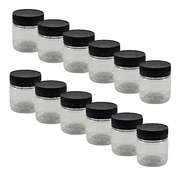45 Potes 180ml / 250g Transparente com Tampa Rosca Preta – Ideal para Embalagem de Mel