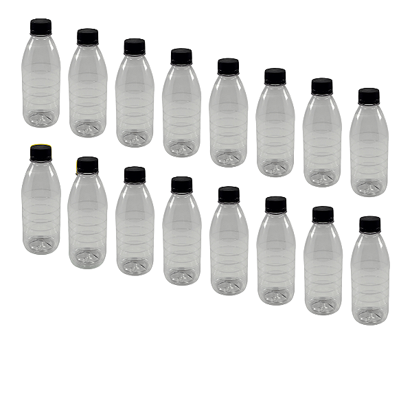 80 Garrafas 300ml PET Cristal com Tampa Preta Rosca e Lacre – Ideal para Mel, Sucos e Caldas