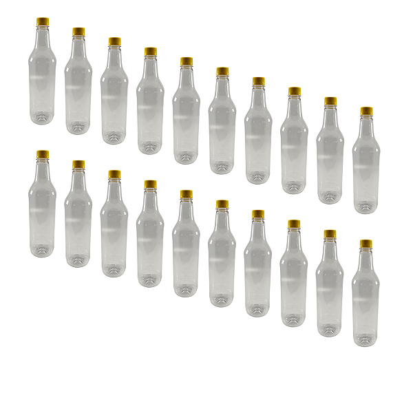 30 Garrafas 900ml PET Cristal com Tampa Rosca Amarela – Ideal para Mel, Sucos e Caldas