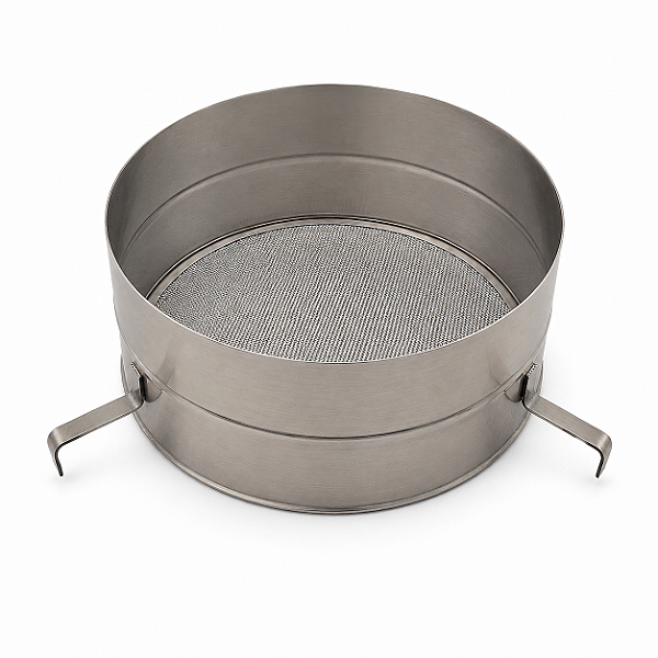 Peneira Inox com Tela Grossa para Pré-Filtragem do Mel – Malha 18 – Tela Fixa