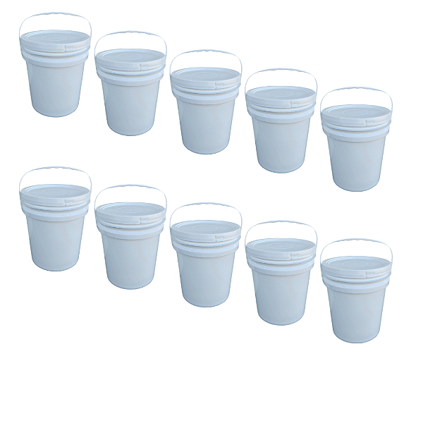 10 Baldes Plásticos de 5 Litros com Tampa e Alça Plástica
