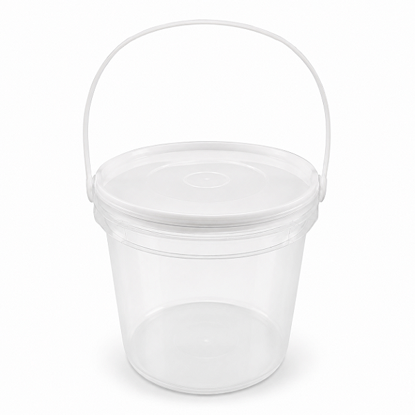 Balde De Plástico 2,2 Litros Transparente – Alça Plástica com Tampa Plástica