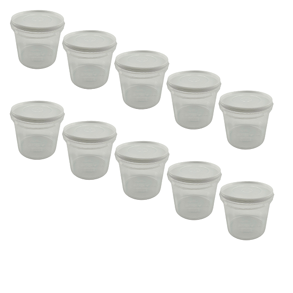 10 Baldes De Plástico 2,2 Litros Transparente – Alça Plástica com Tampa Plástica