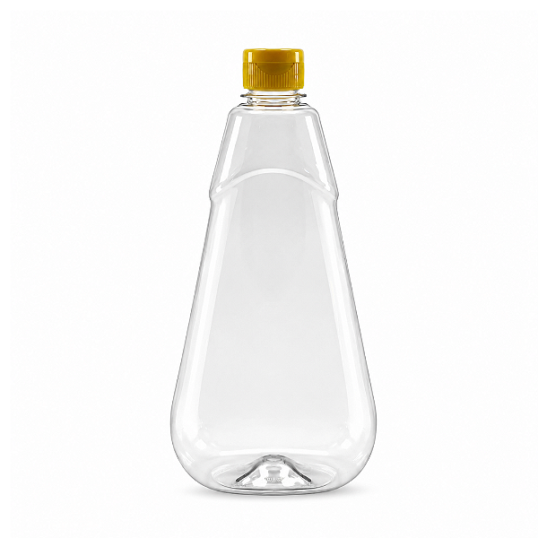 Bisnaga 720ml / 1kg Transparente Shortneck De Pet Para Embalar Mel - Tampa Amarela