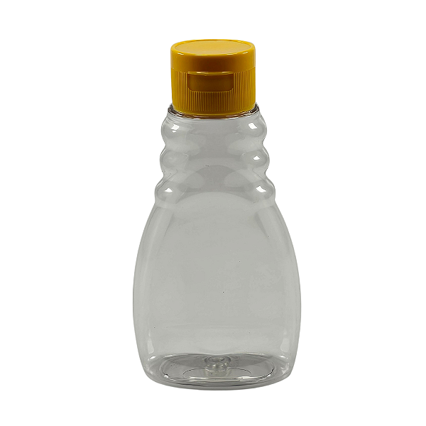 Bisnaga de Plástico 180ml / 250g Transparente para Embalar Mel – Tampa Amarela