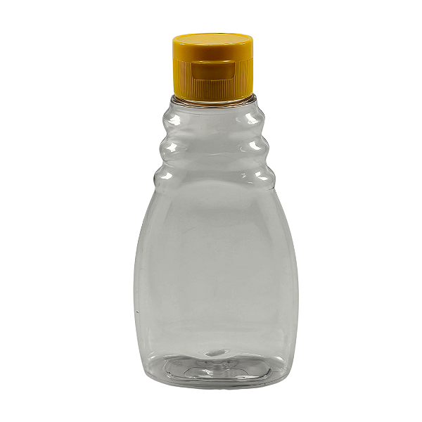 Bisnaga de Plástico 215ml / 300g Transparente para Embalar Mel – Tampa Amarela