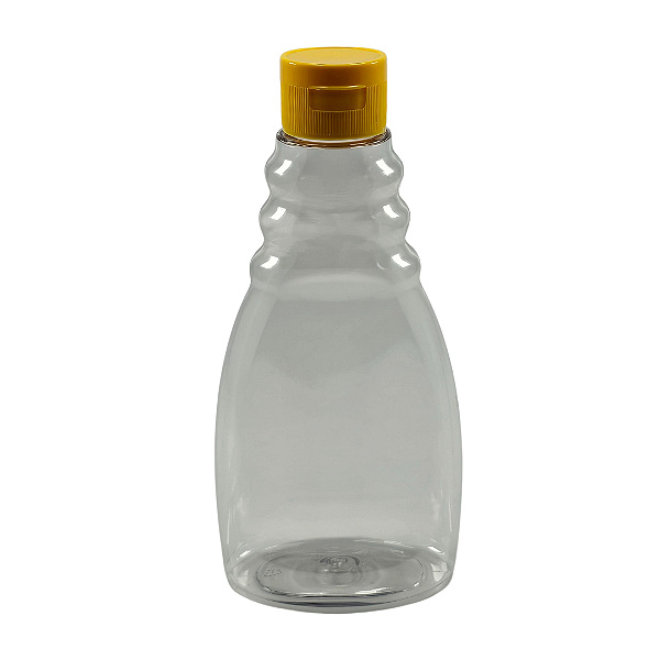 Bisnaga de Plástico 355ml / 500g Transparente para Embalar Mel – Tampa Amarela