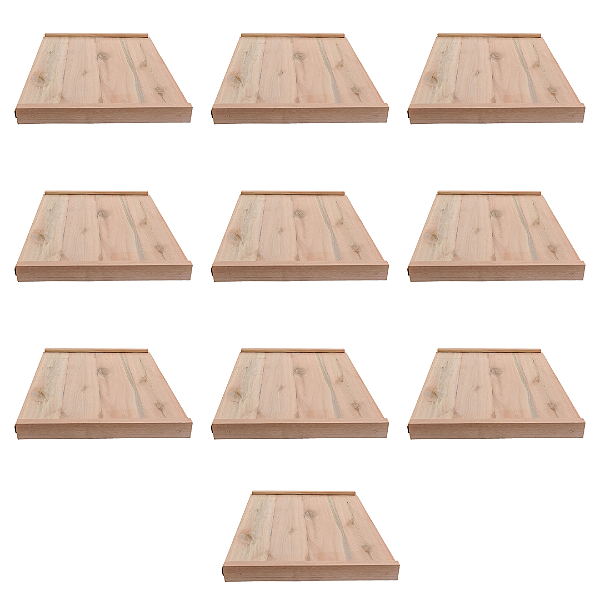 10 Tampas de Madeira para Colmeia de 10 Quadros Langstroth