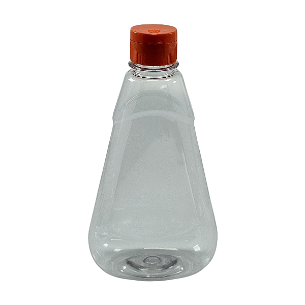 Bisnaga 360ml / 500g Transparente Shortneck De Pet Para Embalar Mel - Tampa Laranja