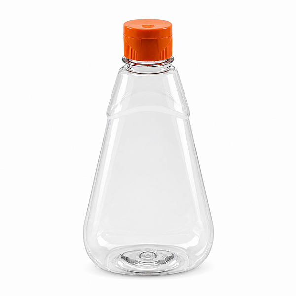 Bisnaga 360ml / 500g Transparente Shortneck De Pet Para Embalar Mel - Tampa Laranja