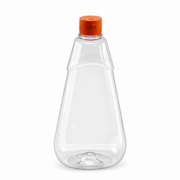 Bisnaga 720ml / 1kg Transparente Shortneck De Pet Para Embalar Mel - Tampa Laranja
