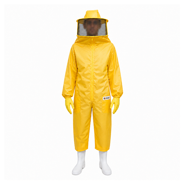 Macacão Para Apicultura de Nylon Ventilado com Máscara Fixa – Modelo 0120NF Amarelo