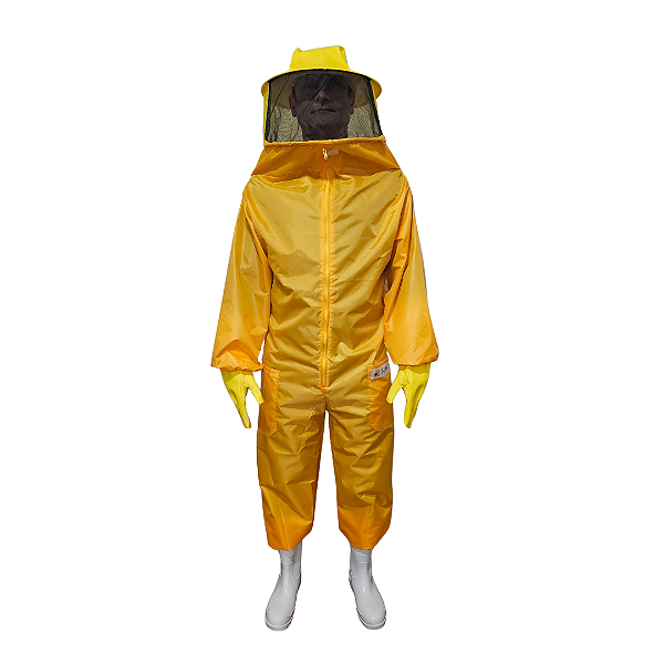 Macacão Para Apicultura de Nylon Ventilado com Máscara Fixa – Modelo 0120NF Amarelo