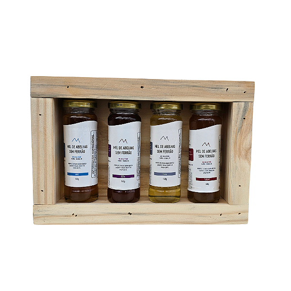Kit Méis de Abelhas Sem Ferrão – Tiúba, Tubuna, Borá e Jataí – 140g Cada