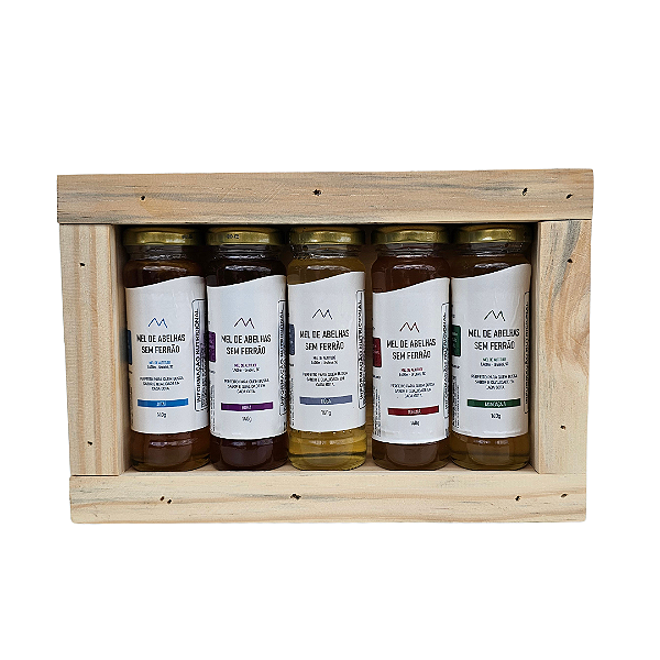 Kit Méis de Abelhas Sem Ferrão – Tiúba, Tubuna, Borá, Jataí e Mandaçaia – 140g Cada