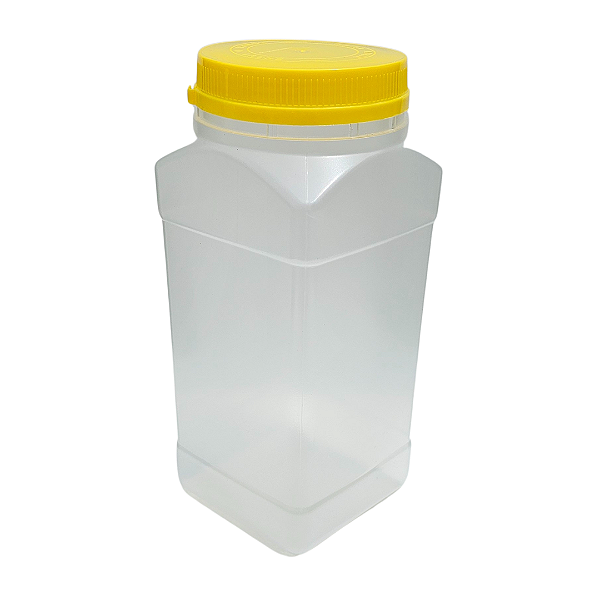 Pote Quadrado 1,8L / 2,5Kg Plástico Fosco Com Tampa Rosca