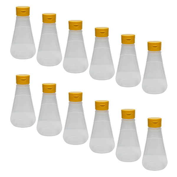 20 Bisnagas 360ml / 500g Fosca com Estampa de Favo – Tampa Batoque Amarela