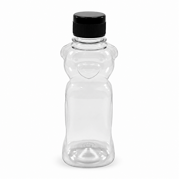 Bisnaga Pet 180ml / 250g Temática Urso Para Embalar Mel - Tampa Preta