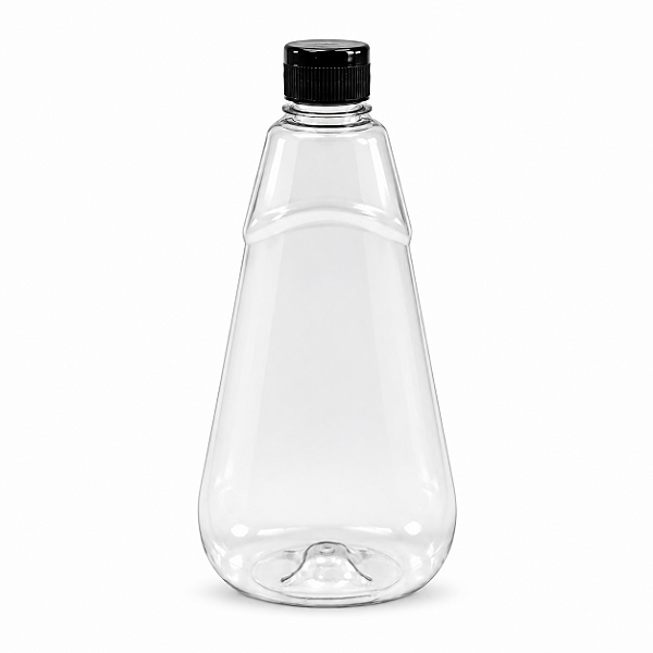 Bisnaga 720ml / 1kg Transparente Shortneck De Pet Para Embalar Mel - Tampa Preta