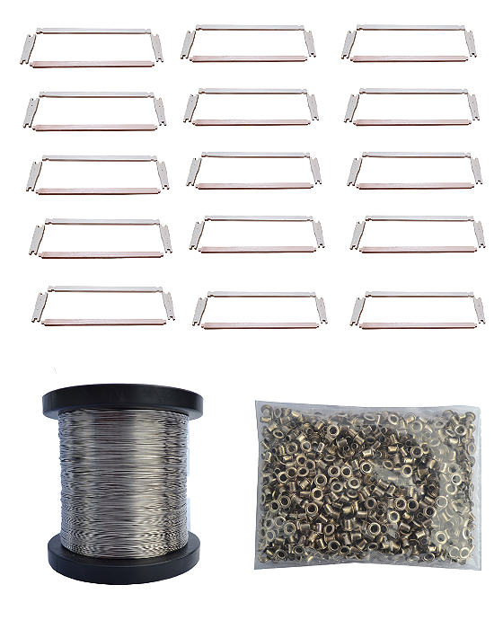 Kit 50 Quadros Melgueira Desmontado + Arame Inox + Ilhós Apícola