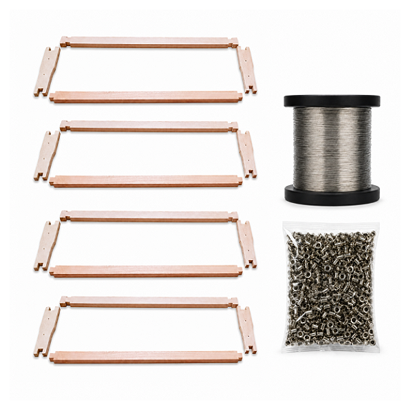 Kit 50 Quadros Melgueira Desmontados + Arame Inox 0,45mm + Ilhós Apícola Curto 70F