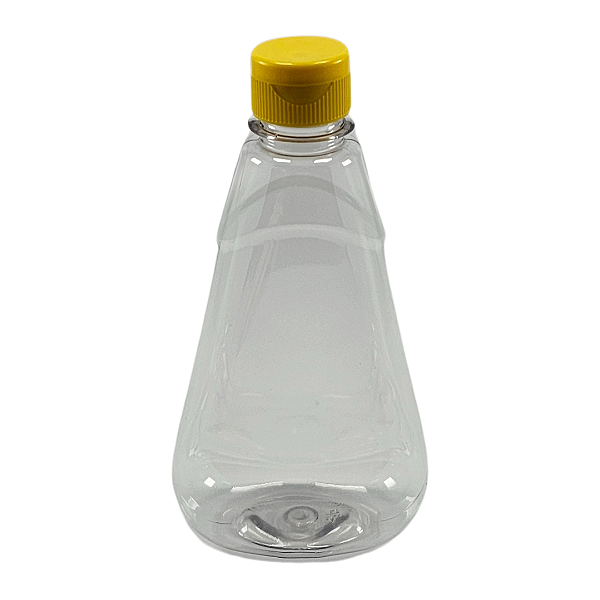 Bisnaga PET 360ml 500g Mel Shortneck Transparente - Tampa Amarela - Kit 10, 40, 80, 160 Un