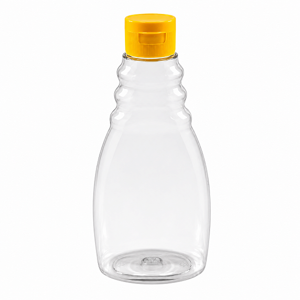 Bisnaga Transparente 355ml 500g Para Mel Com Tampa Amarela Kit 10, 50, 100 e 192 Un