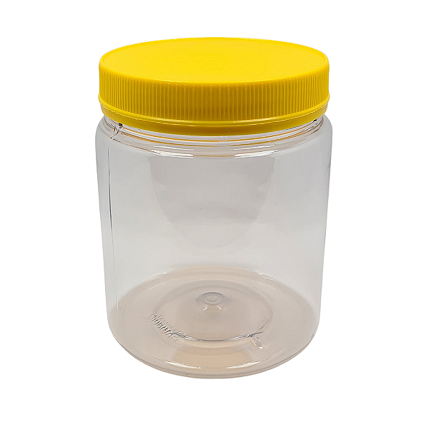 Pote 700ml 1Kg Transparente Com Tampa Rosca e Lacre Amarela Para Mel - Kit 10, 25, 50 e 105 Un