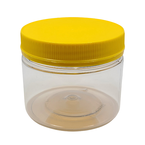 Pote 350ml 500g Transparente Com Tampa Rosca e Lacre Amarela Para Mel - Kit 10, 50, 100 e 192 Un