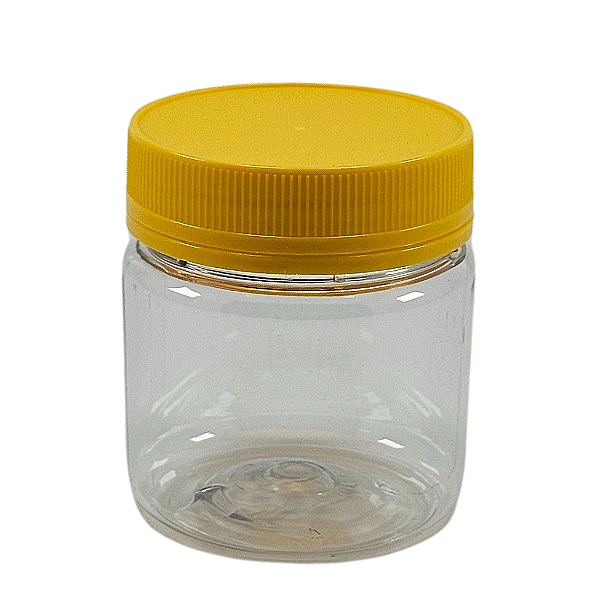 Pote 180ml 250g Transparente Com Tampa Rosca e Lacre Amarela Para Mel - Kit 10, 50, 200 e 408 Un