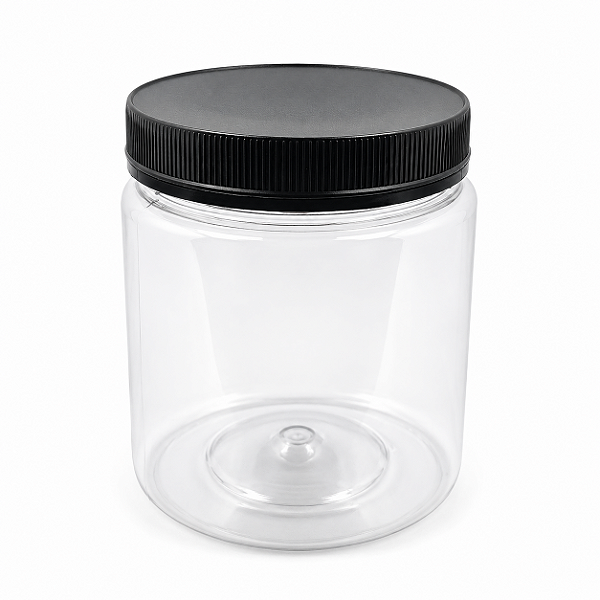 Pote 700ml 1Kg Transparente Com Tampa Rosca e Lacre Preta Para Mel - Kit 10, 25, 50 e 105 Un