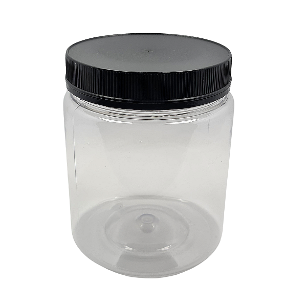 Pote 680ml 1Kg Transparente Com Tampa Rosca e Lacre Preta Para Mel - Kit 10, 25, 50 e 105 Un