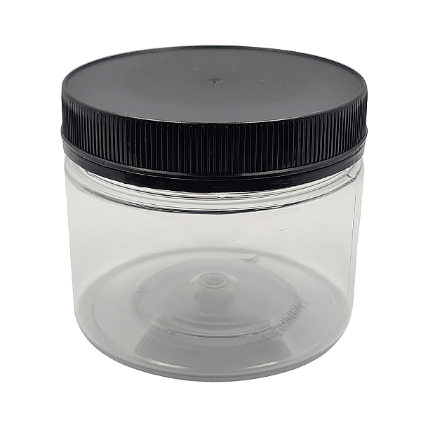 Pote 350ml 500g Transparente Com Tampa Rosca e Lacre Preta Para Mel - Kit 10, 50, 100 e 192 Un