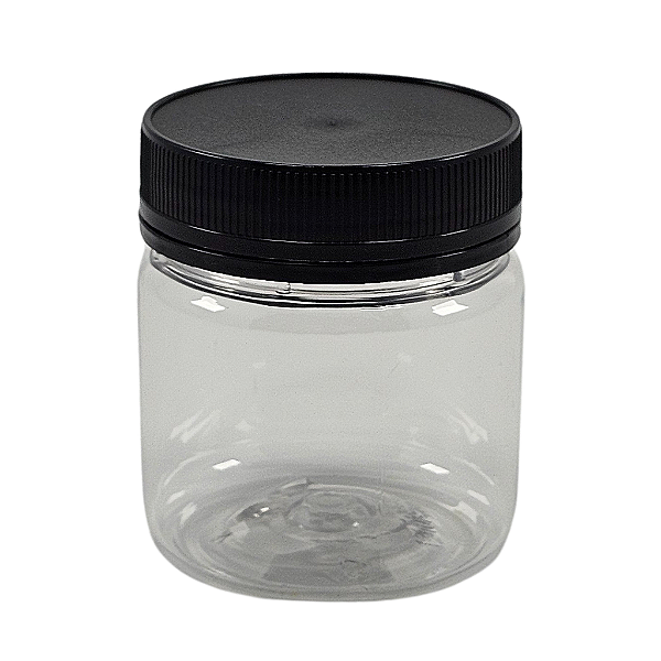 Pote 180ml 250g Transparente Com Tampa Rosca e Lacre Preta Para Mel - Kit 10, 50, 200 e 408 Un