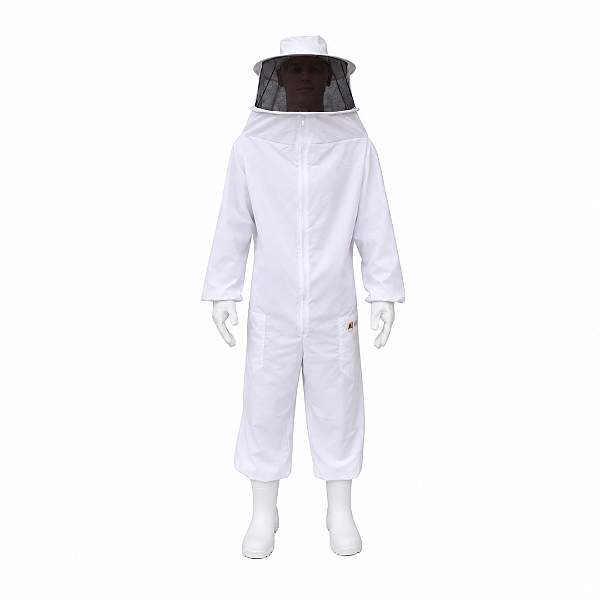 Macacão Para Apicultura de Nylon Ventilado com Máscara Fixa – Modelo 0120NF Branco