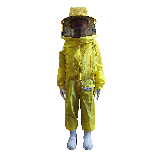 Macacão Apicultura De Nylon Super Ventilado Infantil Amarelo 02-81NI