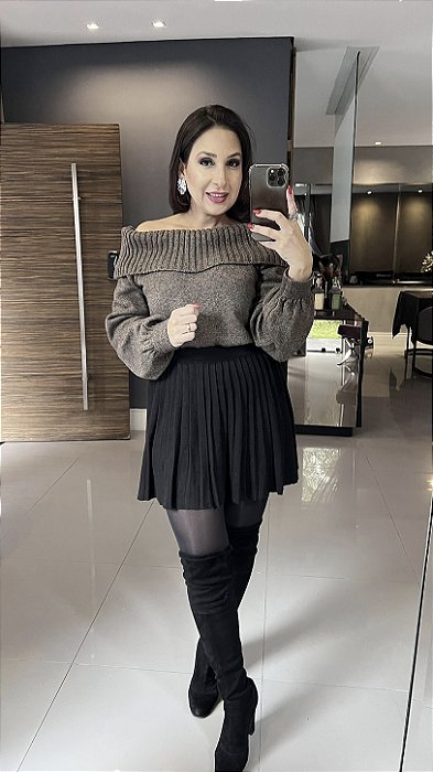 Blusa Ombro a Ombro Tricô Mouse Be