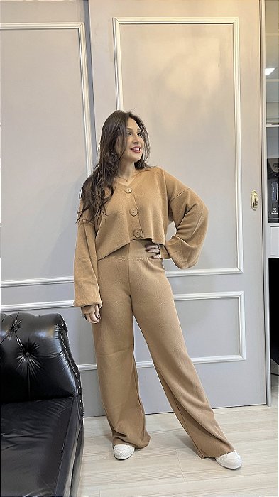 Conjunto Modal Tricô Manga Balão Feminino